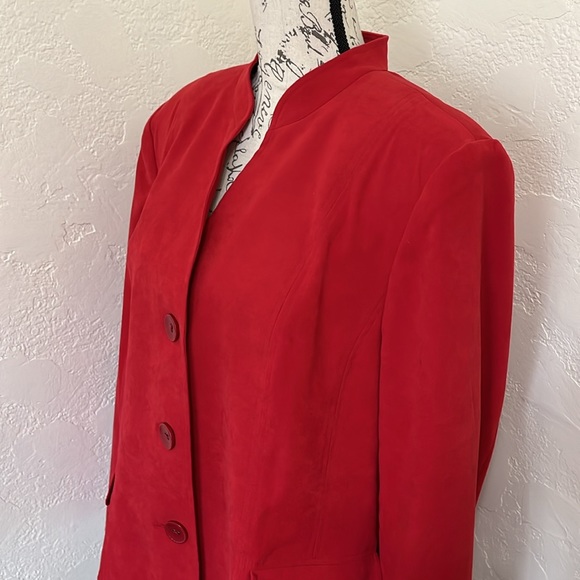 JM Collection Red Button Down Jacket Size 16. - Picture 4 of 13